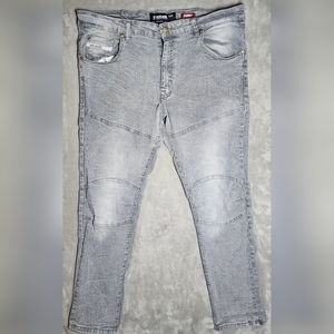 Ecko Unltd 90S VTG Skinny Fit Tapered Leg Mens Jeans 40 Black Stretch Acid Wash.